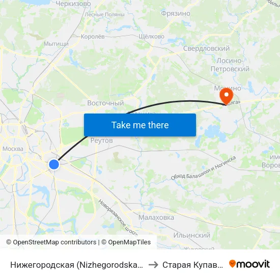 Нижегородская (Nizhegorodskaya) to Старая Купавна map