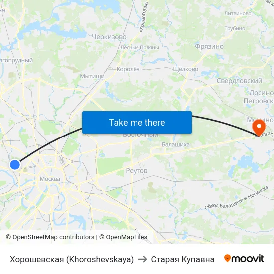 Хорошевская (Khoroshevskaya) to Старая Купавна map