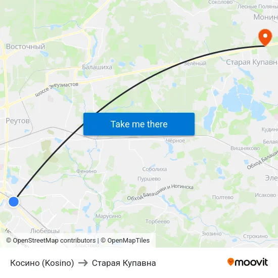 Косино (Kosino) to Старая Купавна map