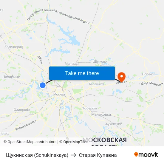 Щукинская (Schukinskaya) to Старая Купавна map