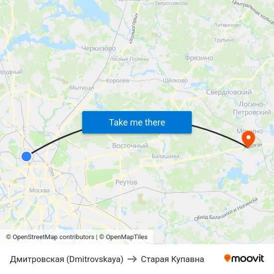 Дмитровская (Dmitrovskaya) to Старая Купавна map