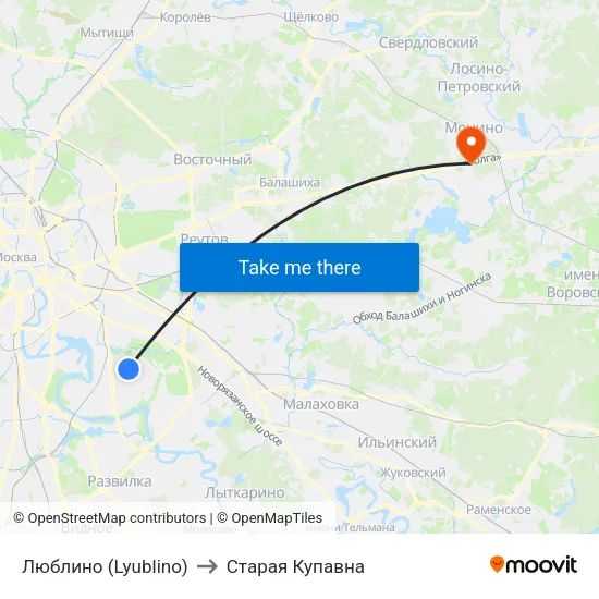 Люблино (Lyublino) to Старая Купавна map