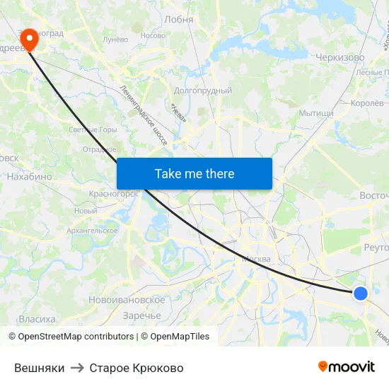 Вешняки to Старое Крюково map