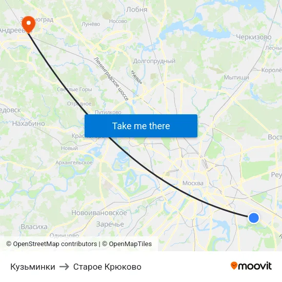 Кузьминки to Старое Крюково map