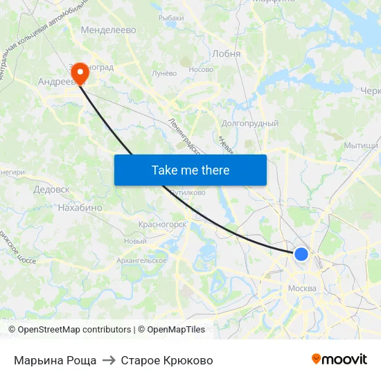 Марьина Роща to Старое Крюково map