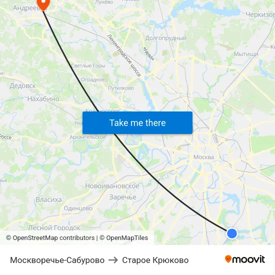 Москворечье-Сабурово to Старое Крюково map