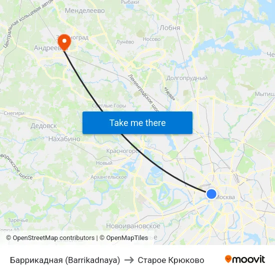 Баррикадная (Barrikadnaya) to Старое Крюково map