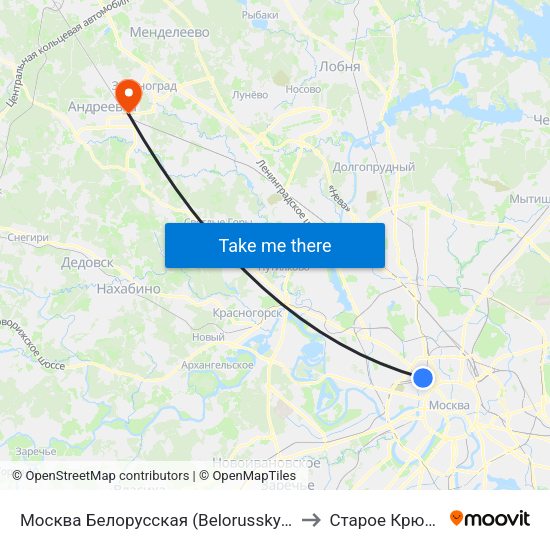 Москва Белорусская (Belorussky Station) to Старое Крюково map
