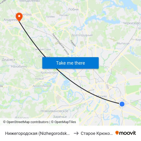 Нижегородская (Nizhegorodskaya) to Старое Крюково map