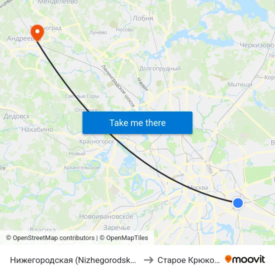 Нижегородская (Nizhegorodskaya) to Старое Крюково map