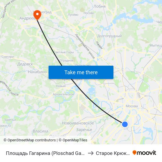 Площадь Гагарина (Ploschad Gagarina) to Старое Крюково map