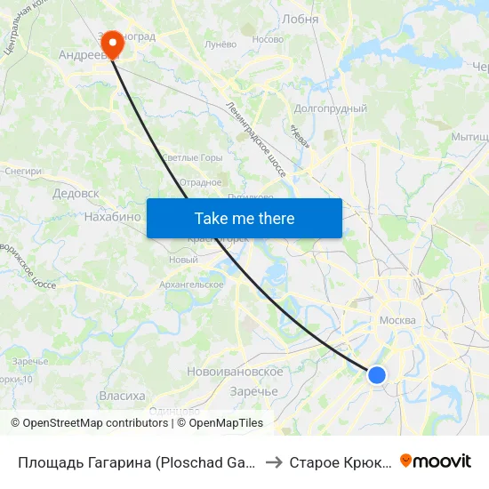 Площадь Гагарина (Ploschad Gagarina) to Старое Крюково map