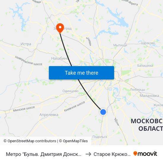Метро "Бульв. Дмитрия Донского" to Старое Крюково map