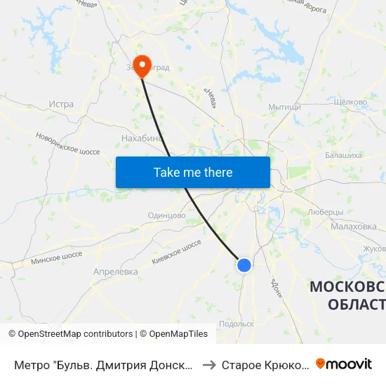 Метро "Бульв. Дмитрия Донского" to Старое Крюково map
