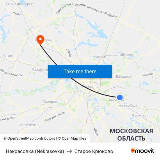 Некрасовка (Nekrasovka) to Старое Крюково map