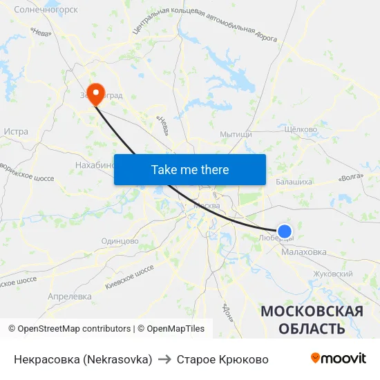 Некрасовка (Nekrasovka) to Старое Крюково map