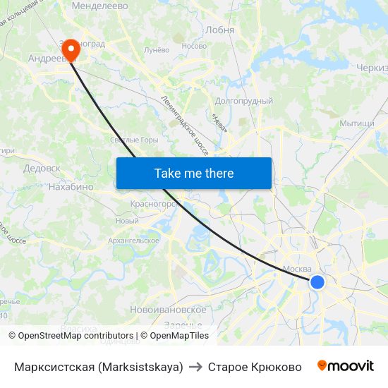 Марксистская (Marksistskaya) to Старое Крюково map