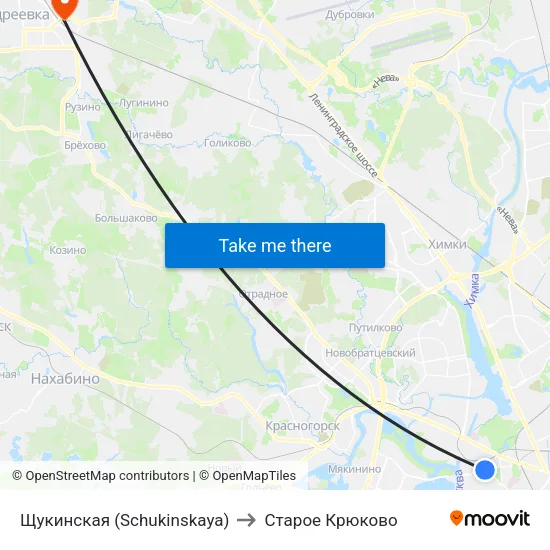 Щукинская (Schukinskaya) to Старое Крюково map