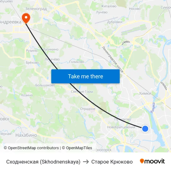 Сходненская (Skhodnenskaya) to Старое Крюково map