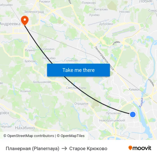 Планерная (Planernaya) to Старое Крюково map