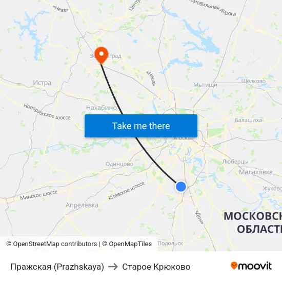 Пражская (Prazhskaya) to Старое Крюково map