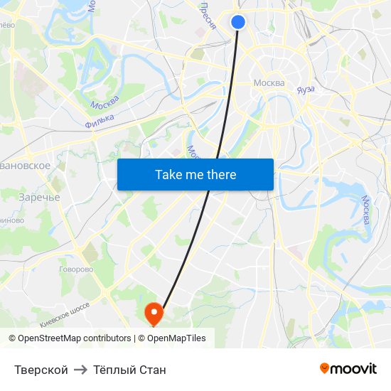 Тверской to Тёплый Стан map