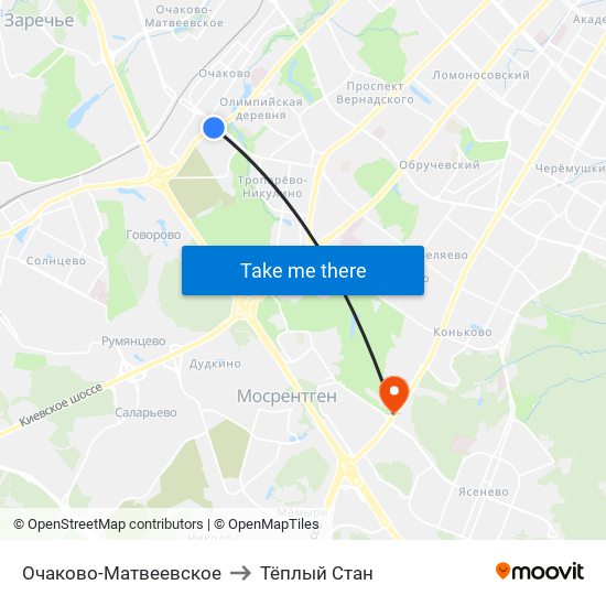 Очаково-Матвеевское to Тёплый Стан map