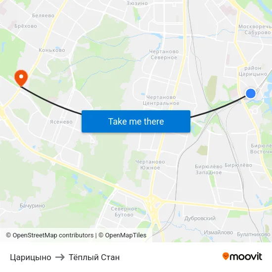 Царицыно to Тёплый Стан map