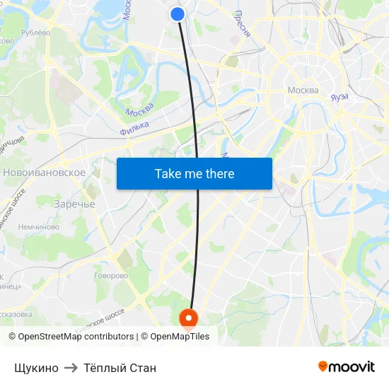 Щукино to Тёплый Стан map