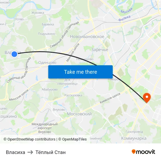 Власиха to Тёплый Стан map