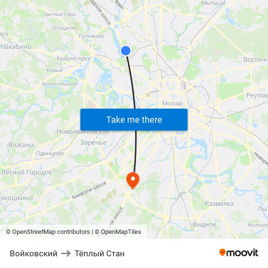 Войковский to Тёплый Стан map