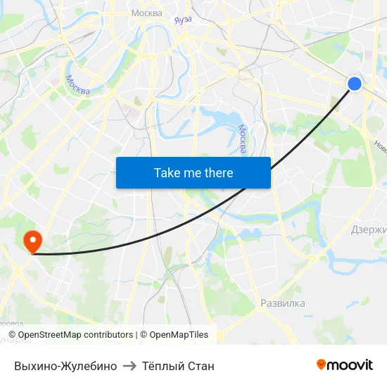 Выхино-Жулебино to Тёплый Стан map