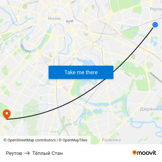 Реутов to Тёплый Стан map