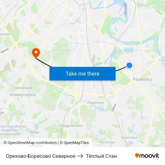 Орехово-Борисово Северное to Тёплый Стан map