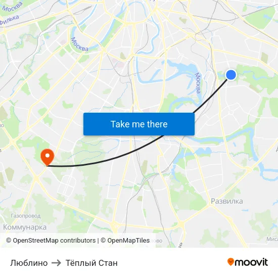 Люблино to Тёплый Стан map