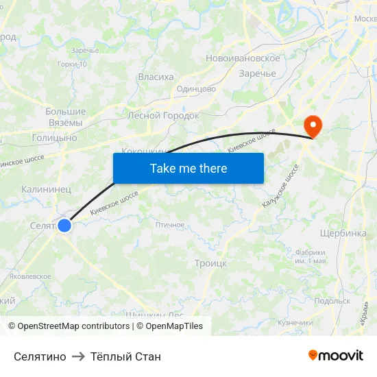 Селятино to Тёплый Стан map
