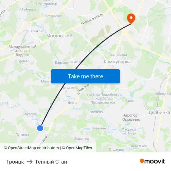 Троицк to Тёплый Стан map
