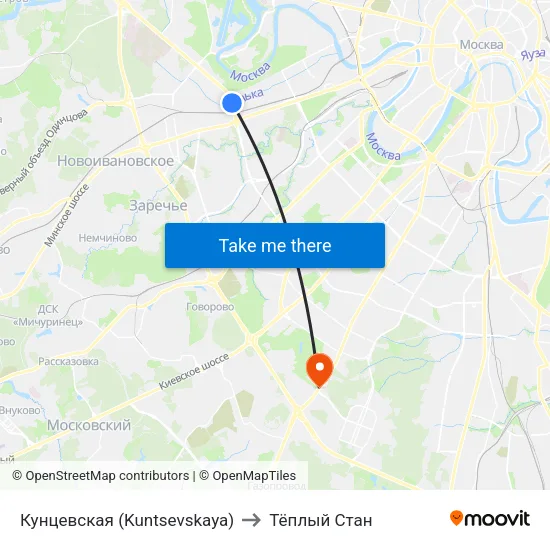 Кунцевская (Kuntsevskaya) to Тёплый Стан map