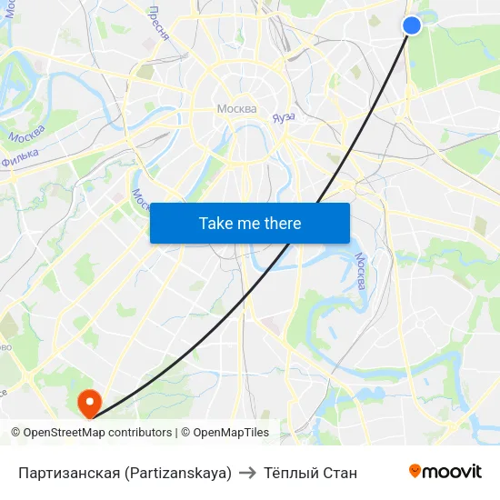 Партизанская (Partizanskaya) to Тёплый Стан map