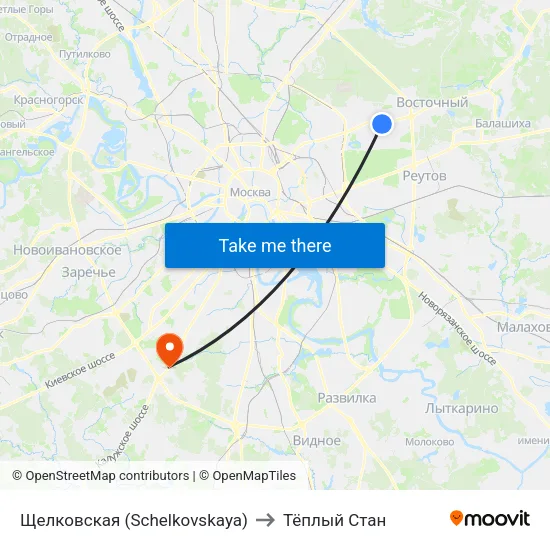 Щелковская (Schelkovskaya) to Тёплый Стан map