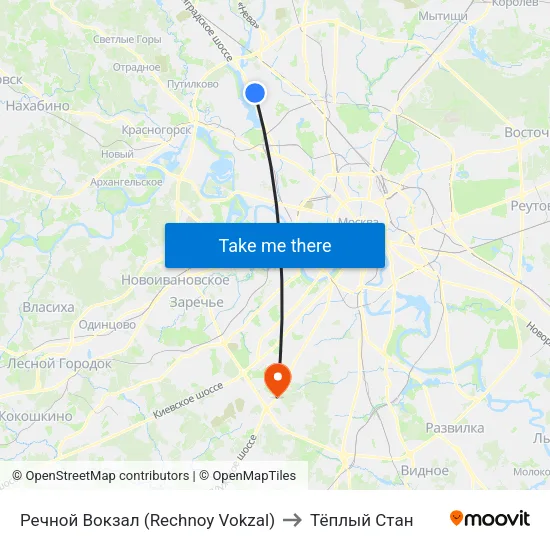 Речной Вокзал (Rechnoy Vokzal) to Тёплый Стан map