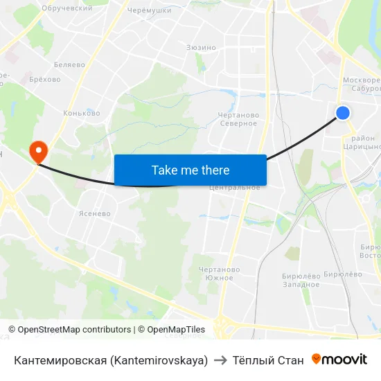 Кантемировская (Kantemirovskaya) to Тёплый Стан map