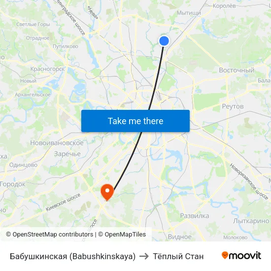 Бабушкинская (Babushkinskaya) to Тёплый Стан map