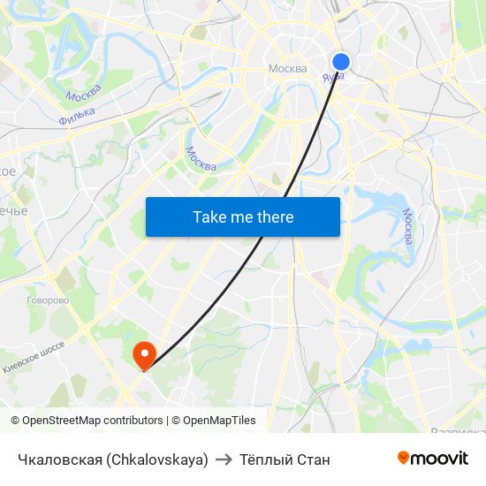 Чкаловская (Chkalovskaya) to Тёплый Стан map