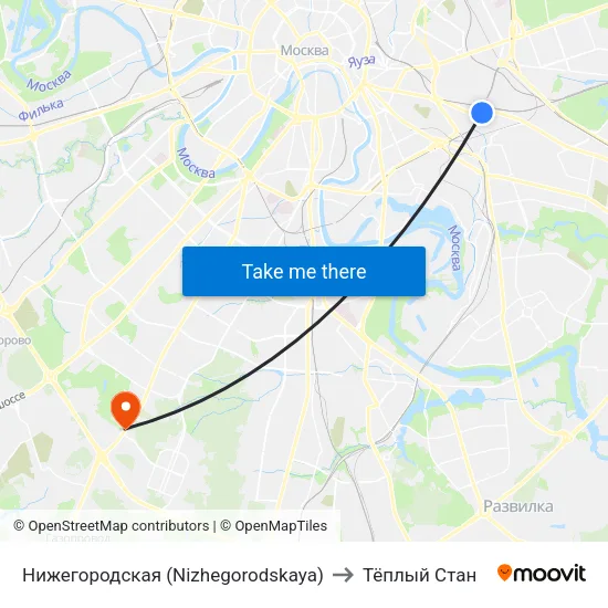 Нижегородская (Nizhegorodskaya) to Тёплый Стан map