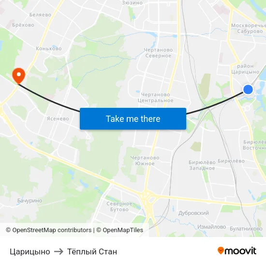 Царицыно to Тёплый Стан map