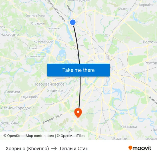 Ховрино (Khovrino) to Тёплый Стан map
