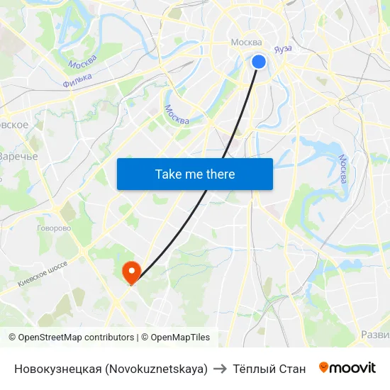 Новокузнецкая (Novokuznetskaya) to Тёплый Стан map