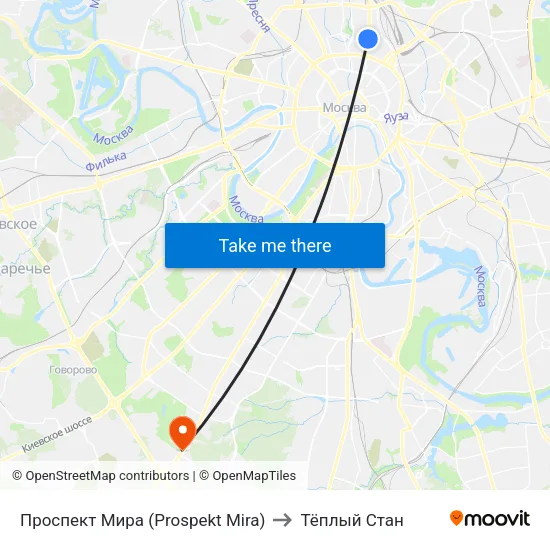 Проспект Мира (Prospekt Mira) to Тёплый Стан map