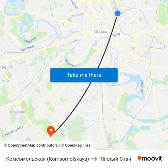 Комсомольская (Komsomolskaya) to Тёплый Стан map